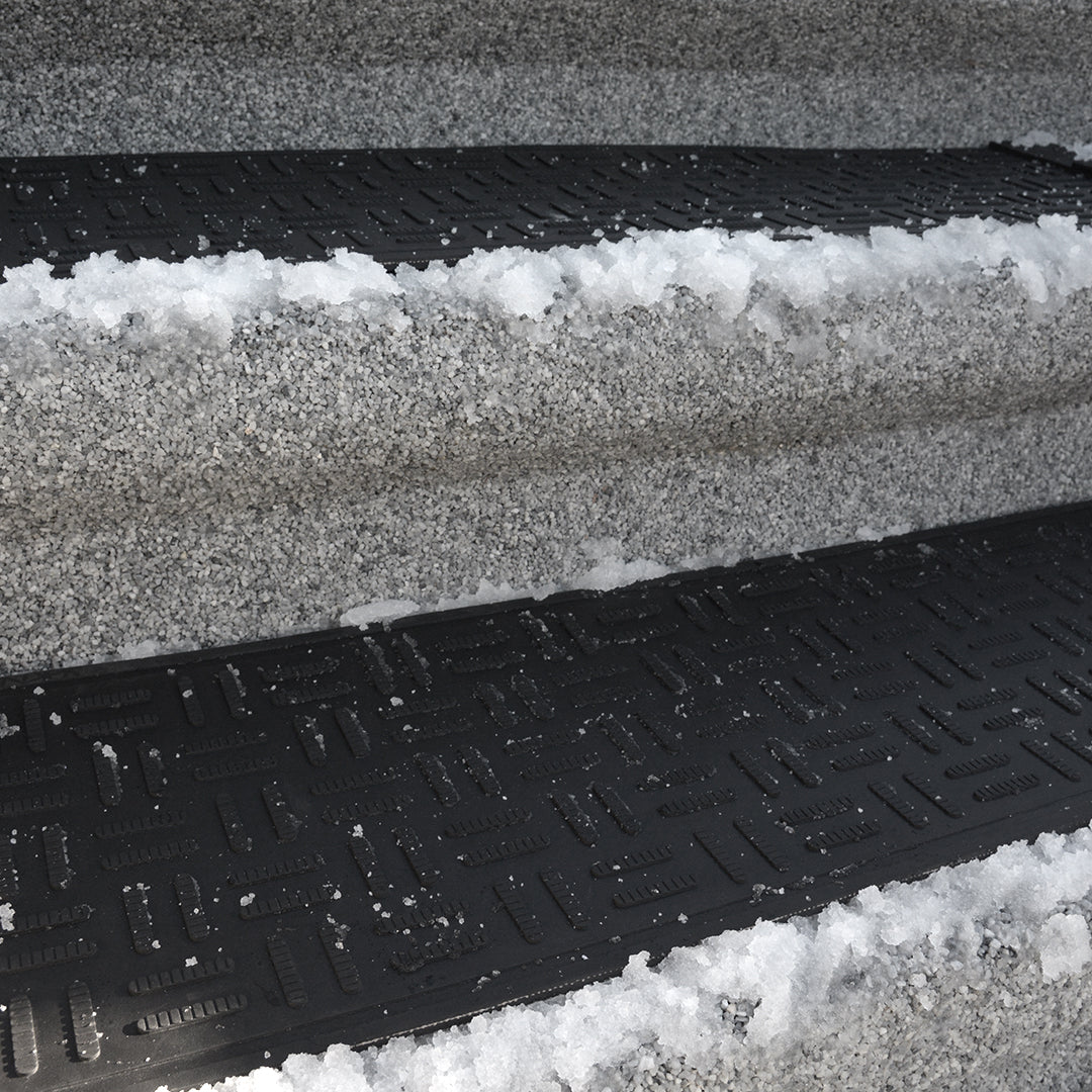 residential stair snowmelt mat in freezing conditions