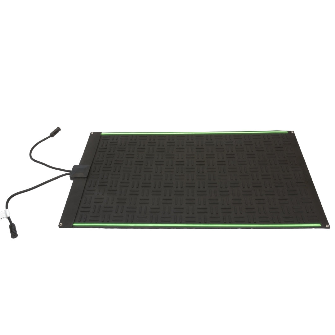24" x 40" Black and green snow melting mats hotstep glow on a white background